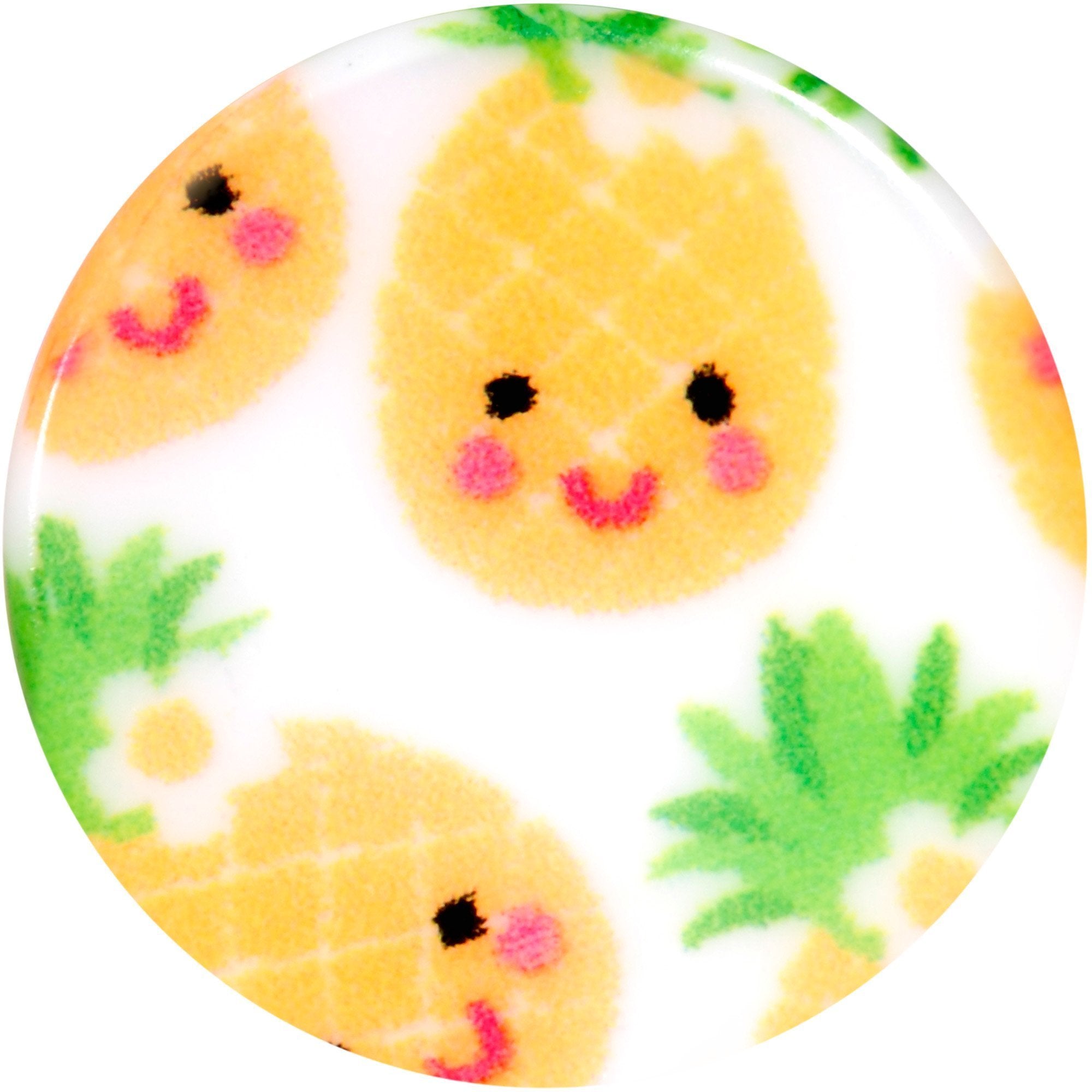 BodyCandy White Acrylic Pretty Pineapple Single Flare Plug Set Sizes 3mm to 16mm — lifestyle context