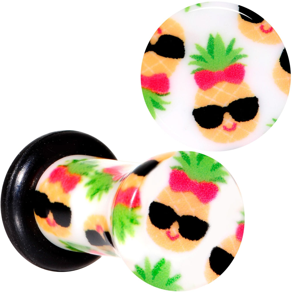 BodyCandy White Acrylic Cool Pineapple Single Flare Plug Set 3mm to 16mm — color variant
