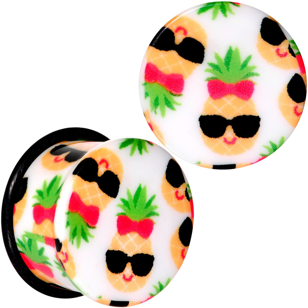 BodyCandy White Acrylic Cool Pineapple Single Flare Plug Set 3mm to 16mm — lifestyle context