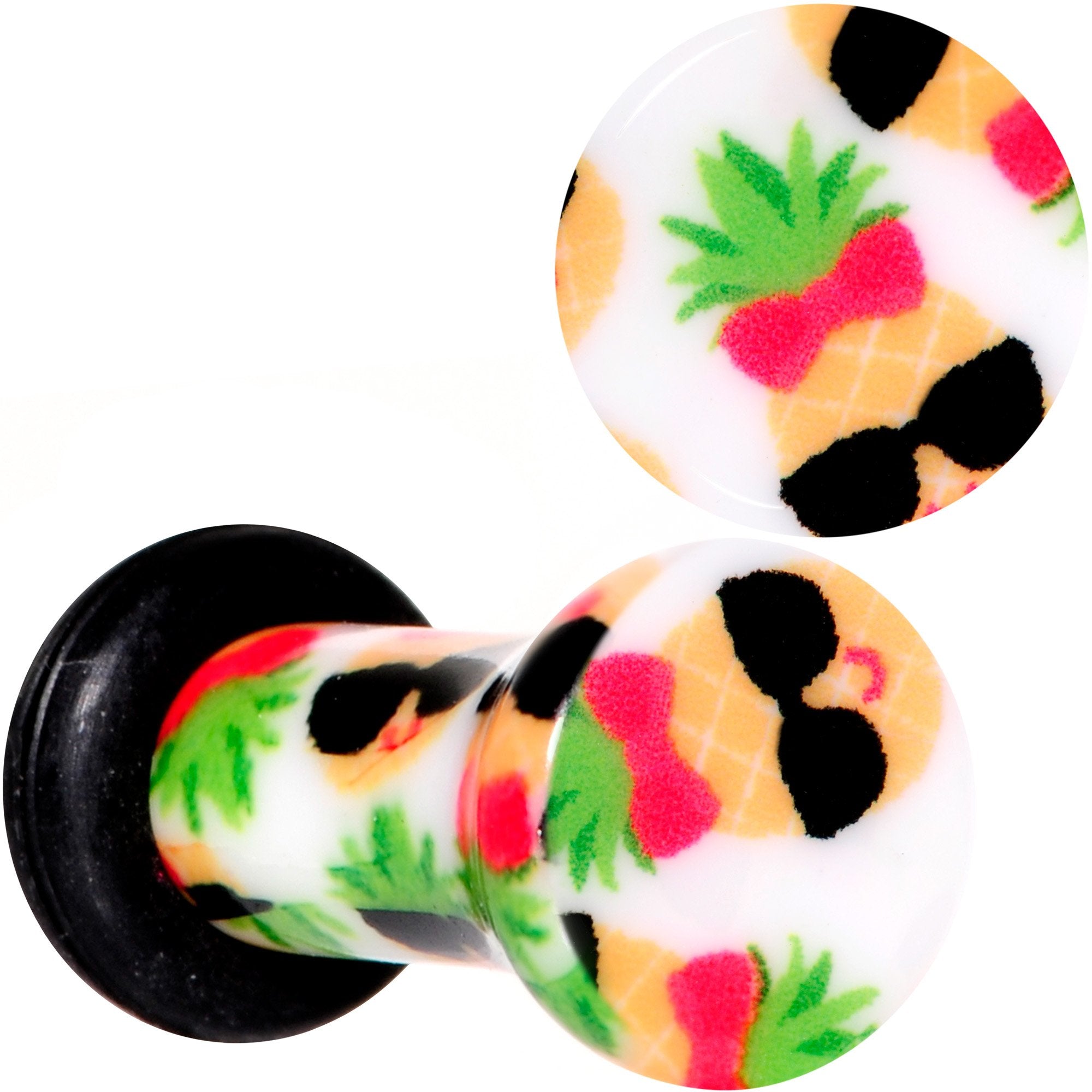 BodyCandy White Acrylic Cool Pineapple Single Flare Plug Set 3mm to 16mm — scale reference