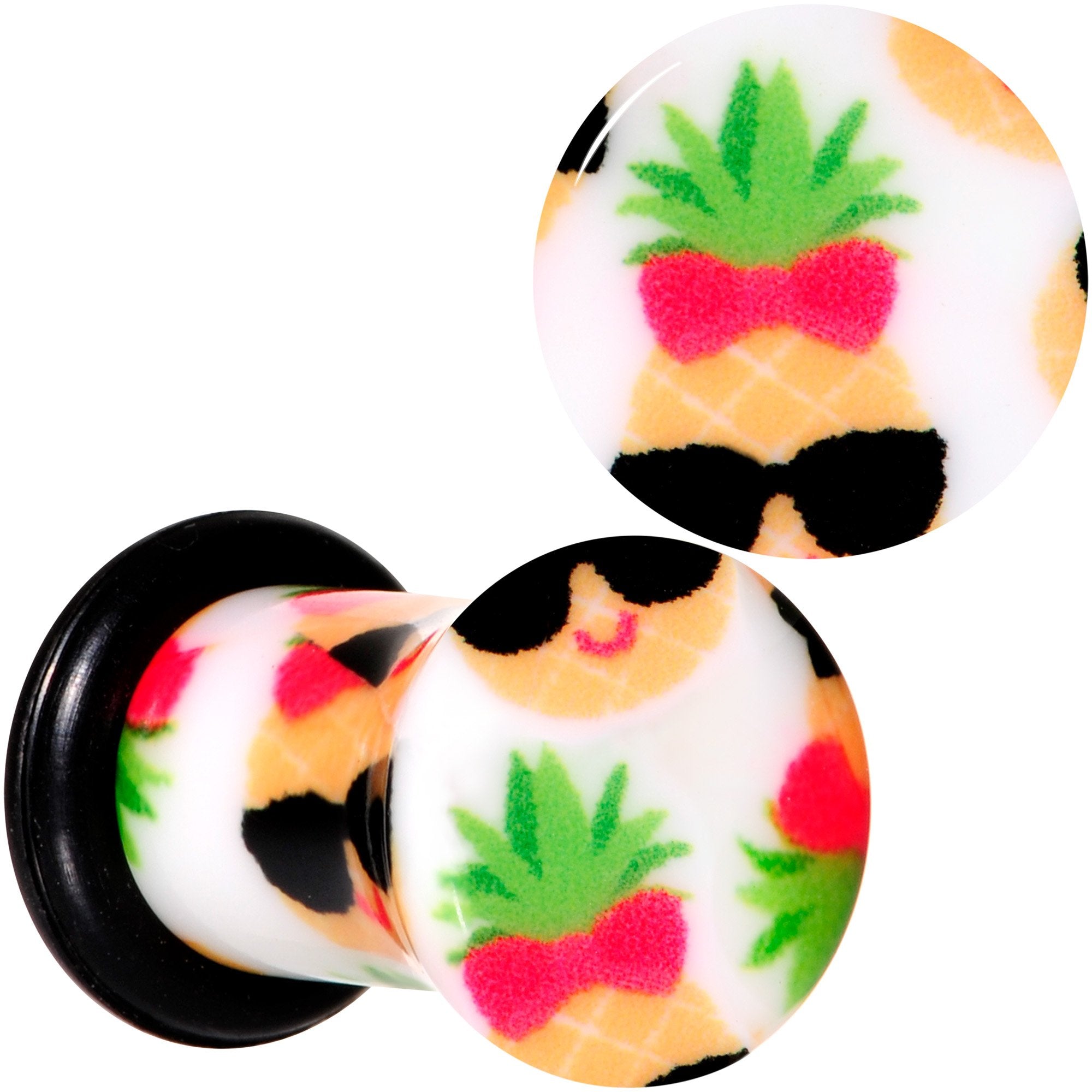 BodyCandy White Acrylic Cool Pineapple Single Flare Plug Set 3mm to 16mm — texture detail