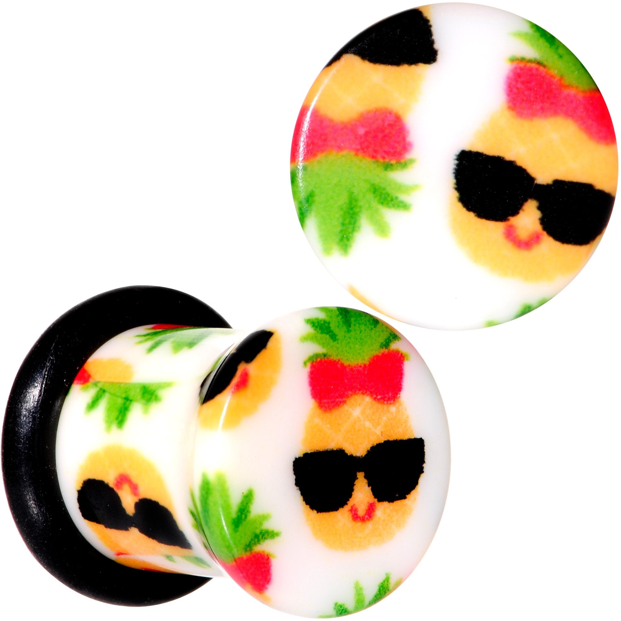 BodyCandy White Acrylic Cool Pineapple Single Flare Plug Set 3mm to 16mm — main product shot
