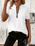 Half Zip Short Sleeve Top