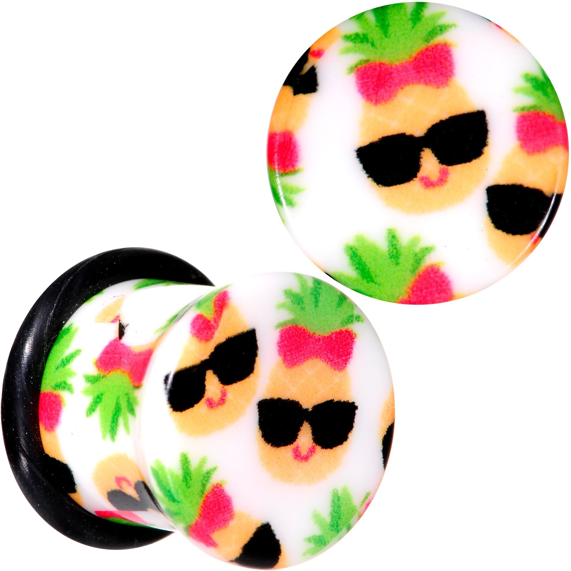 BodyCandy White Acrylic Cool Pineapple Single Flare Plug Set 3mm to 16mm — alternate view