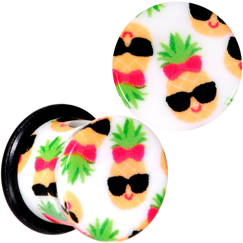 BodyCandy White Acrylic Cool Pineapple Single Flare Plug Set 3mm to 16mm — in-use context