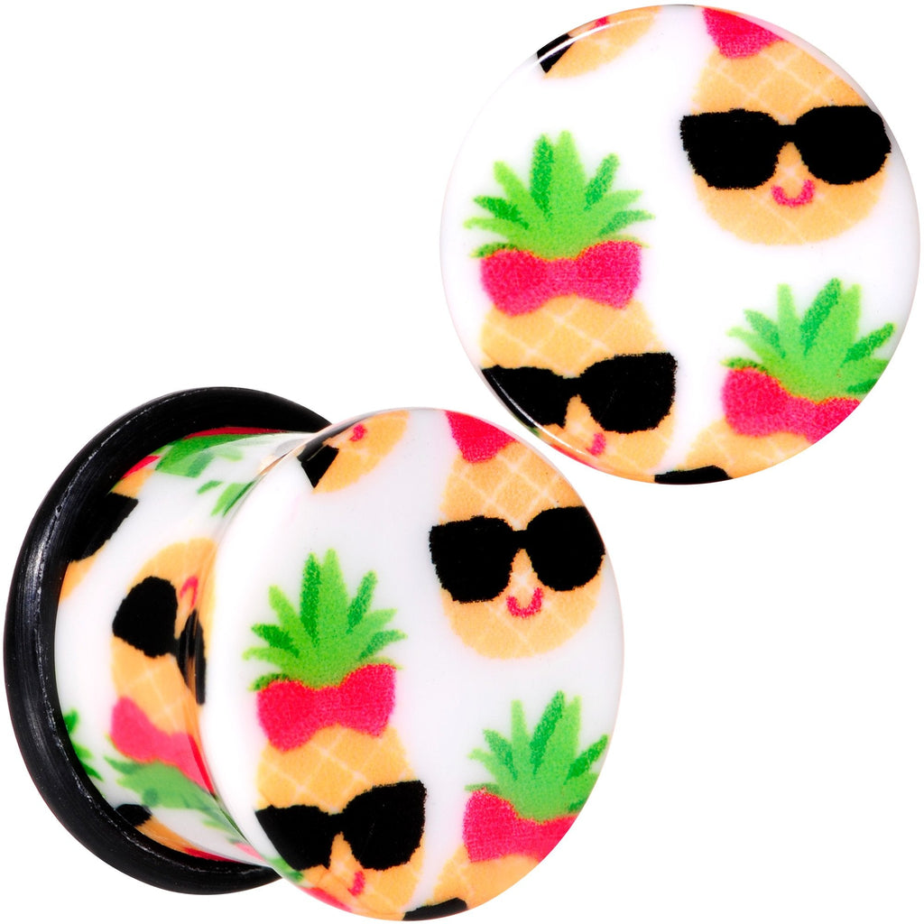 BodyCandy White Acrylic Cool Pineapple Single Flare Plug Set 3mm to 16mm — main product shot