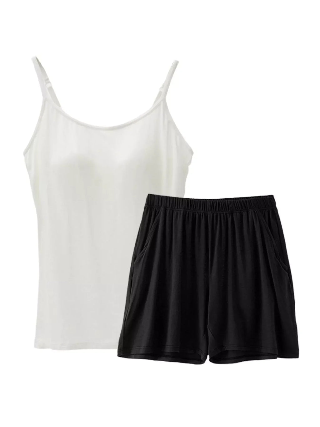 Plus Size Modal Adjustable Strap Padded Cami and Shorts Set