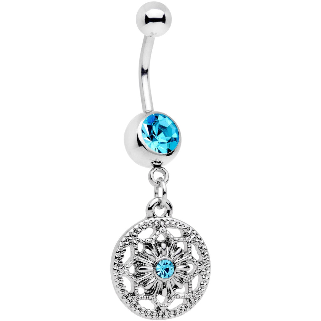BodyCandy Blue Gem Mind Bending Mandala Dangle Belly Ring — main product shot