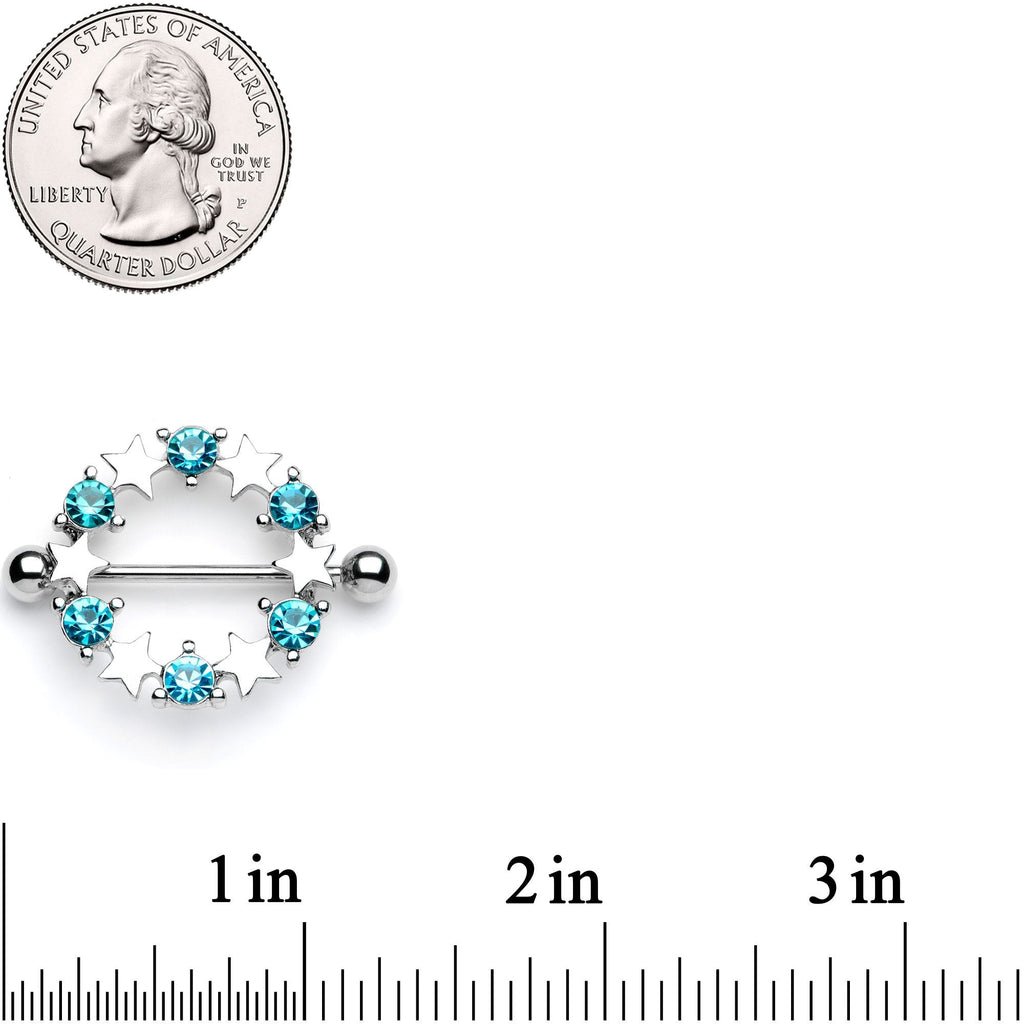 BodyCandy 14G 7/8 Blue Gem Ring of Stars Nipple Shield Set — detail and construction