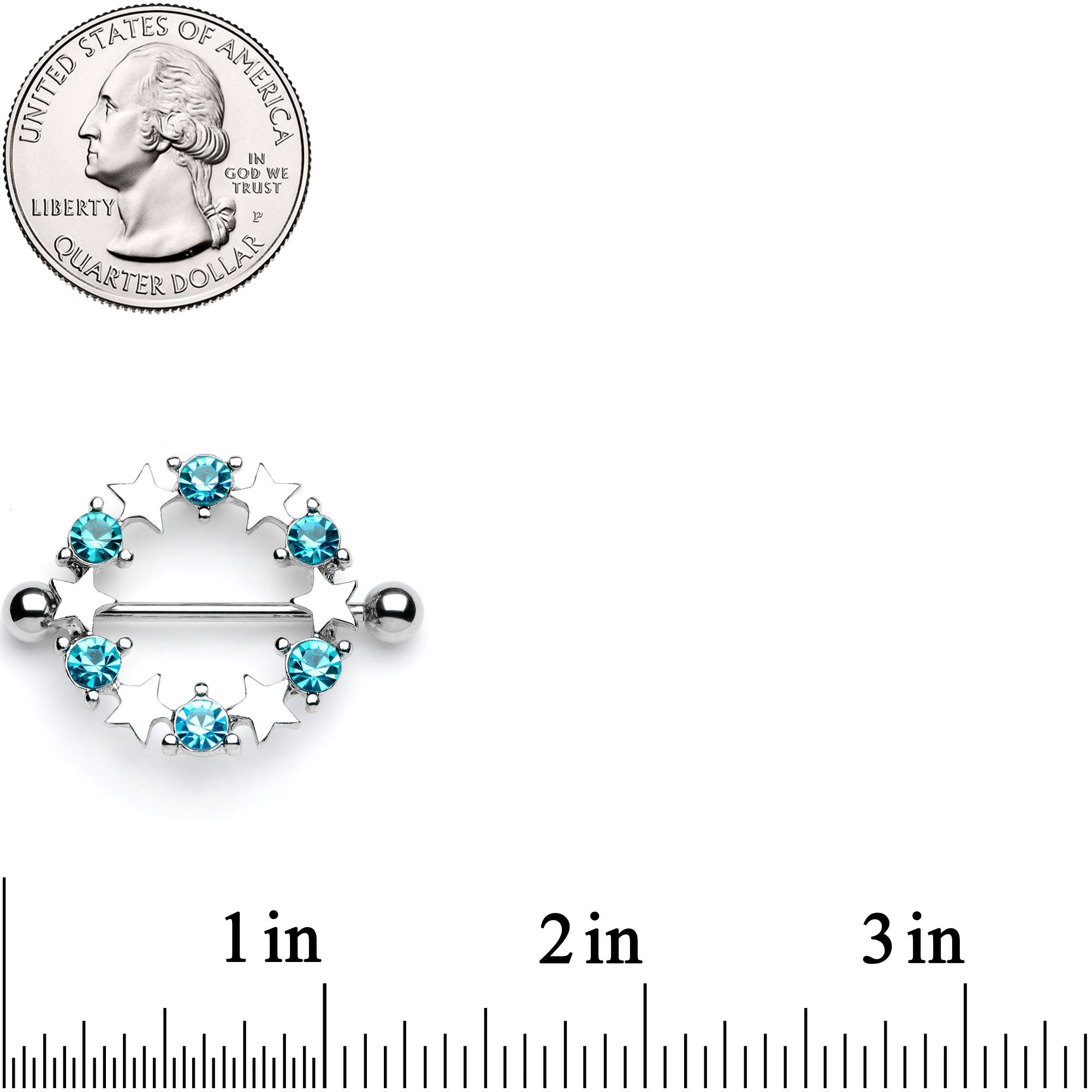 BodyCandy 14G 7/8 Blue Gem Ring of Stars Nipple Shield Set — detail and construction