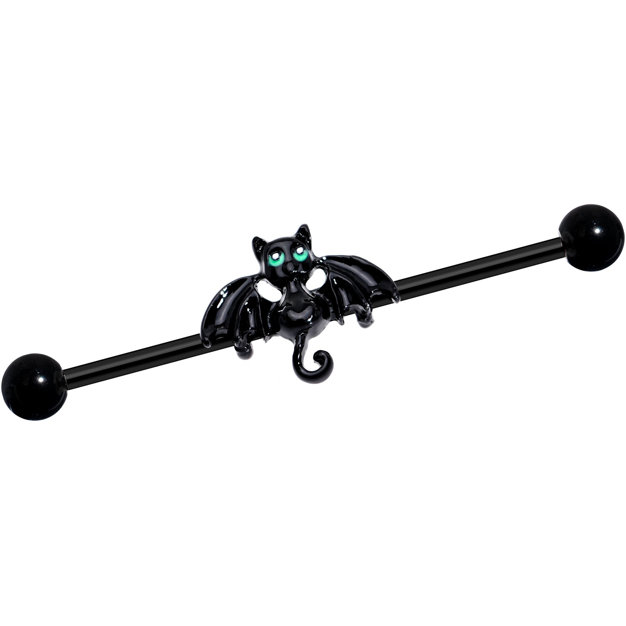 BodyCandy 14G Black Halloween Vampire Bat Industrial Barbell 38mm — main product shot