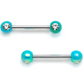BodyCandy 9/16 Clear Gem Teal Pearlescent Acrylic Barbell Nipple Ring Set — main product shot