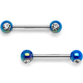BodyCandy 9/16 Clear Gem Blue Pearlescent Acrylic Barbell Nipple Ring Set — main product shot