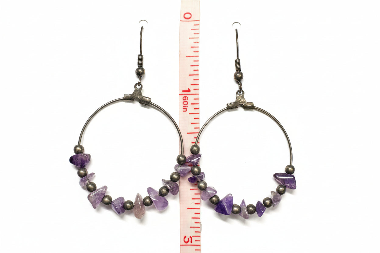 Amethyst hoop drops
