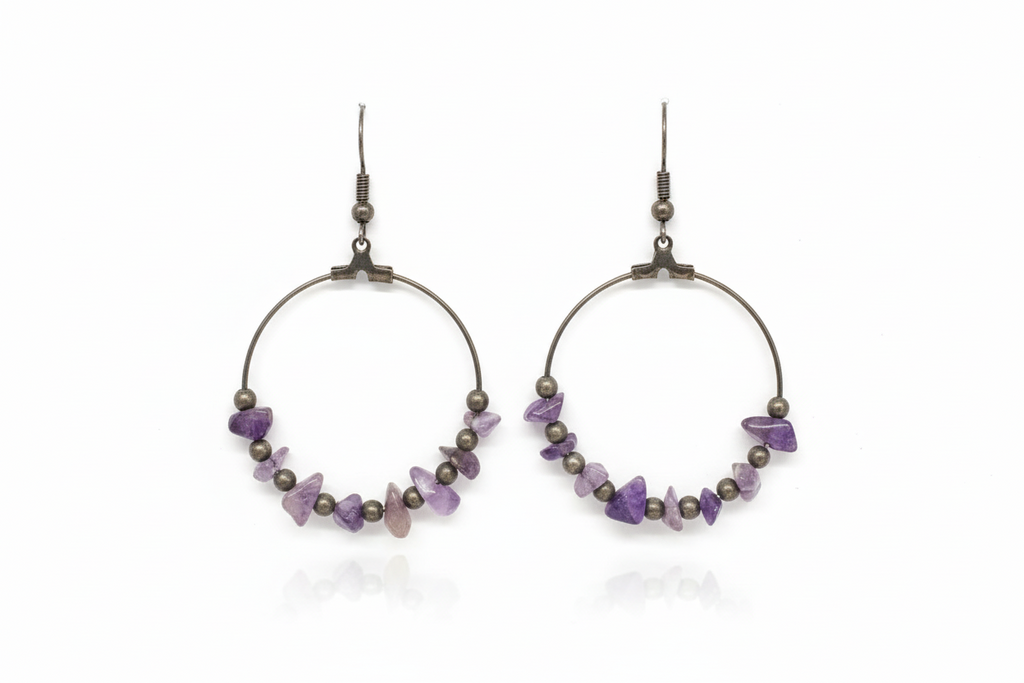 Amethyst hoop drops