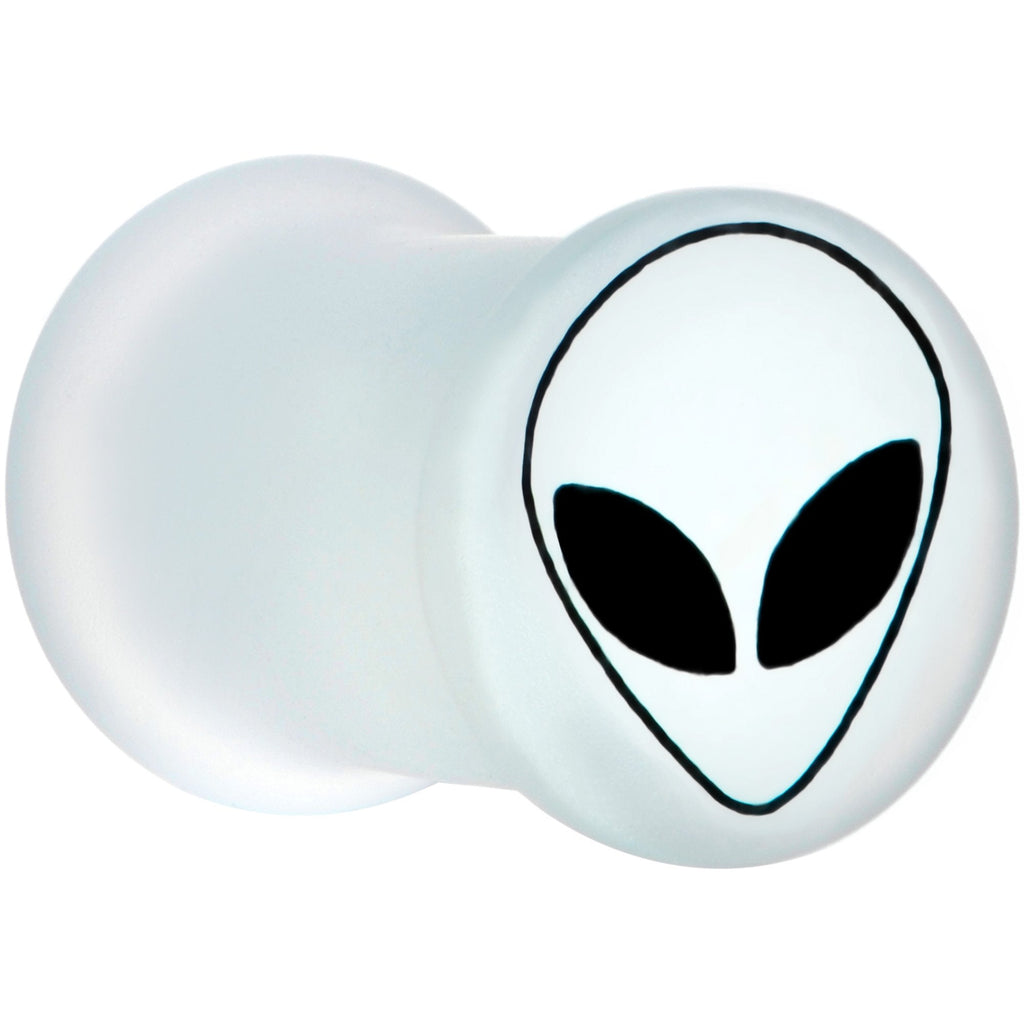 BodyCandy White Matte Glass Alien Head Double Flare Plug Set 6mm to 30mm — detail and construction