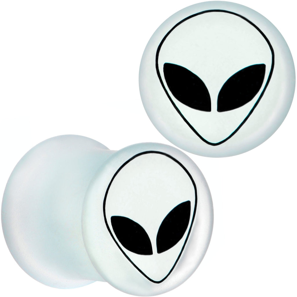 BodyCandy White Matte Glass Alien Head Double Flare Plug Set 6mm to 30mm — alternate view