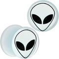 BodyCandy White Matte Glass Alien Head Double Flare Plug Set 6mm to 30mm — color variant