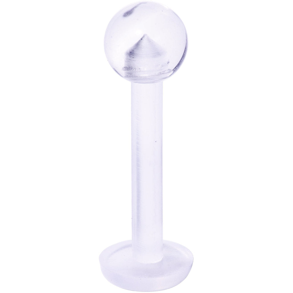 BodyCandy 14G 3/8 Clear Flexible Bioplast Labret Monroe Retainer — main product shot
