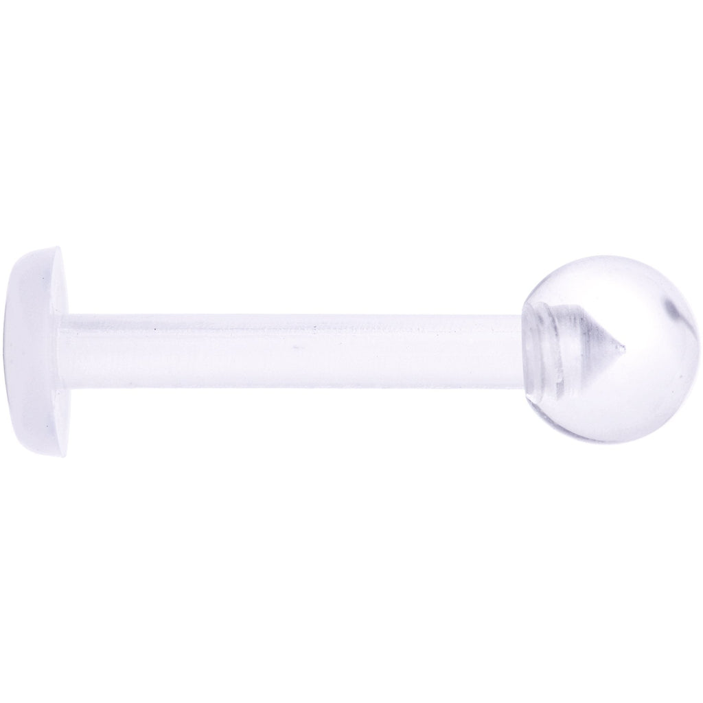BodyCandy 14G 3/8 Clear Flexible Bioplast Labret Monroe Retainer — detail and construction