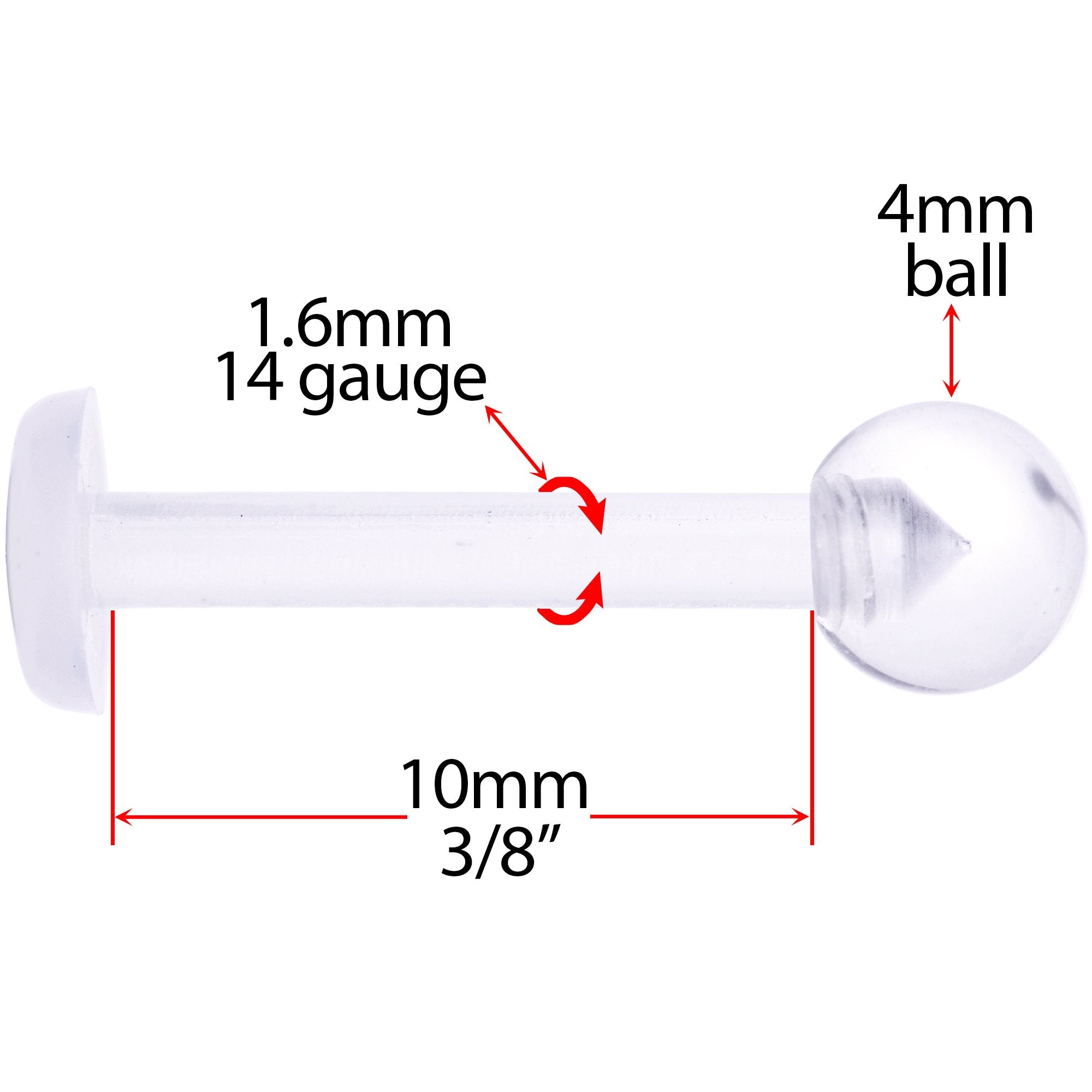 BodyCandy 14G 3/8 Clear Flexible Bioplast Labret Monroe Retainer — lifestyle context