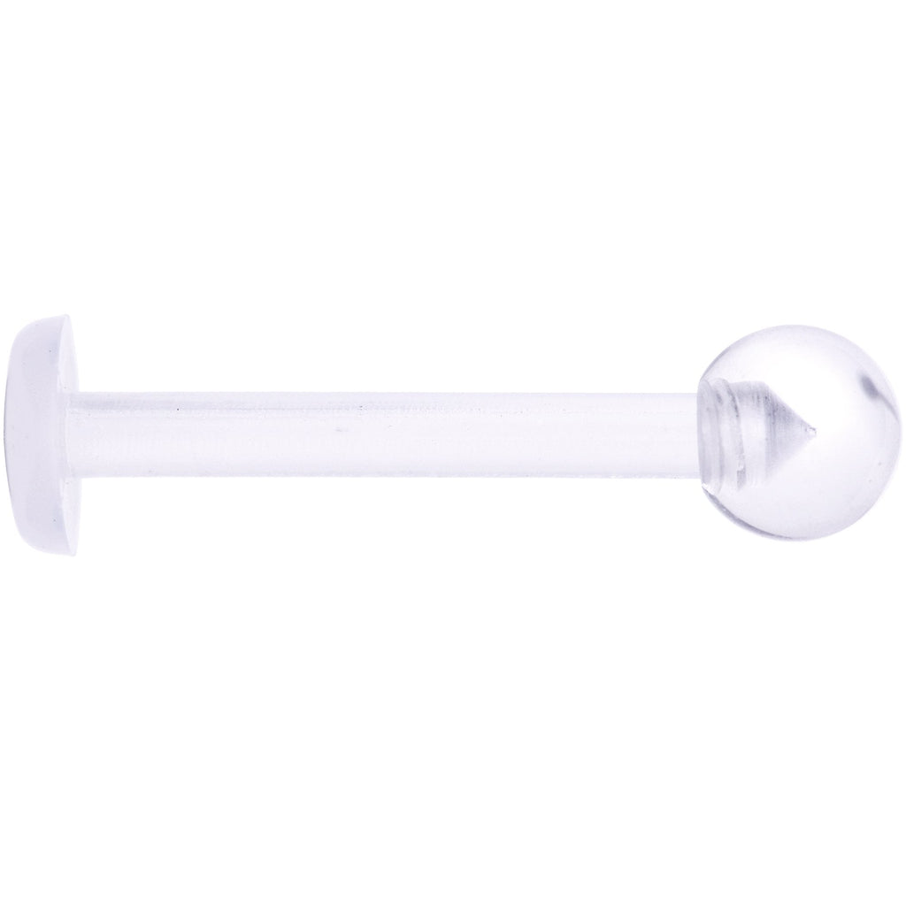 BodyCandy 14G 1/2 Clear Flexible Bioplast Straight Barbell Retainer — detail and construction