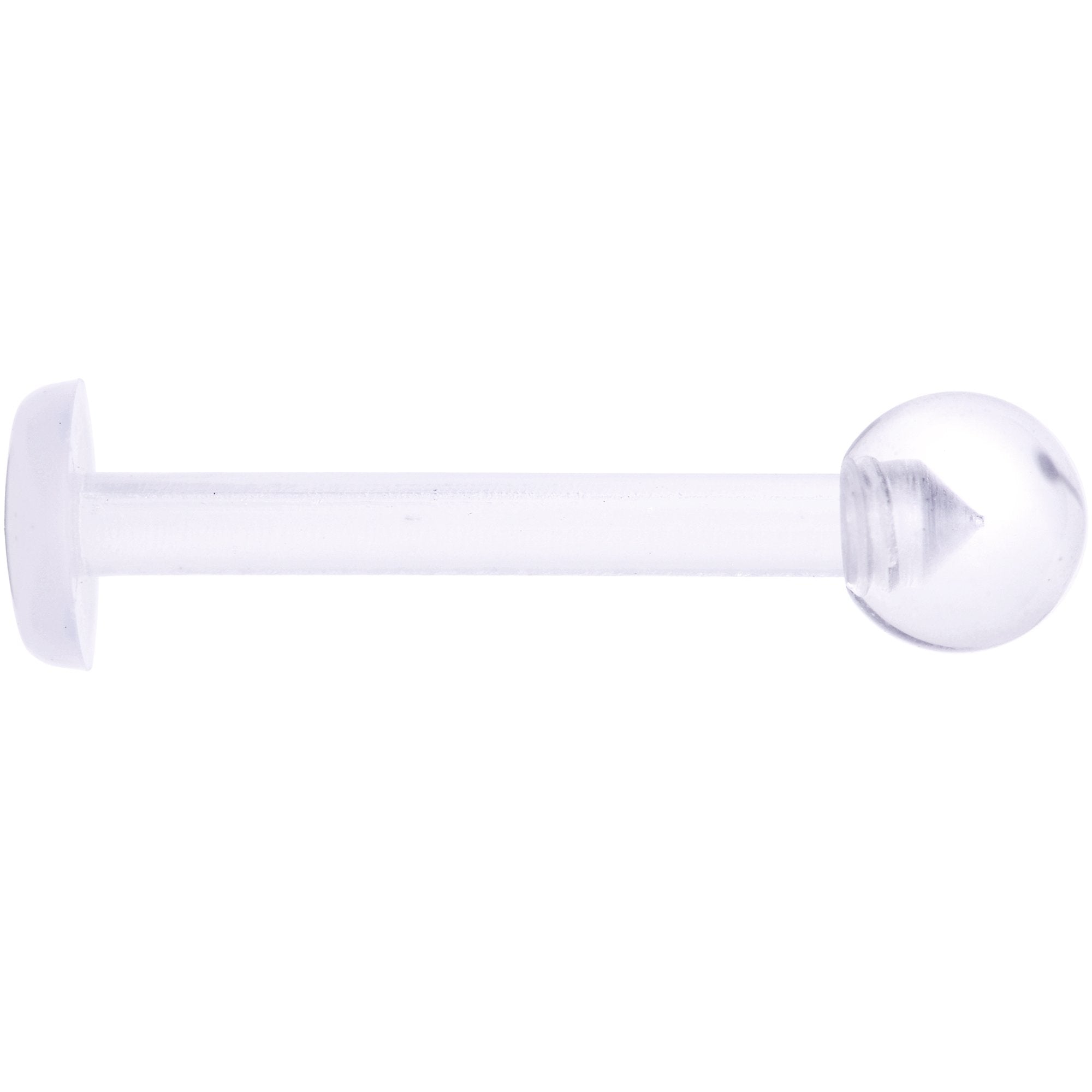 BodyCandy 14G 1/2 Clear Flexible Bioplast Straight Barbell Retainer — detail and construction