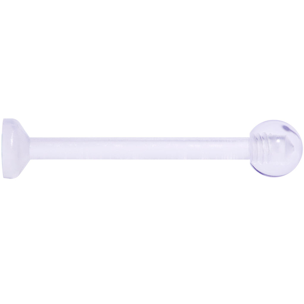 BodyCandy 14G 5/8 Clear Flexible Bioplast Straight Barbell Retainer — detail and construction