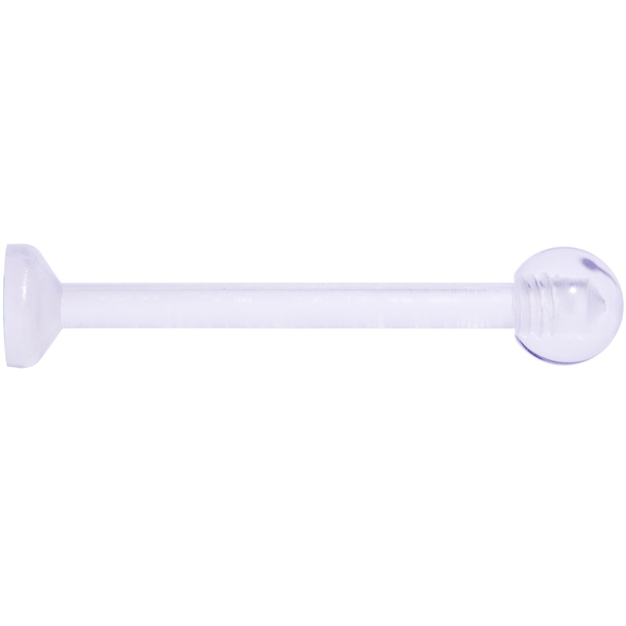 BodyCandy 14G 5/8 Clear Flexible Bioplast Straight Barbell Retainer — detail and construction