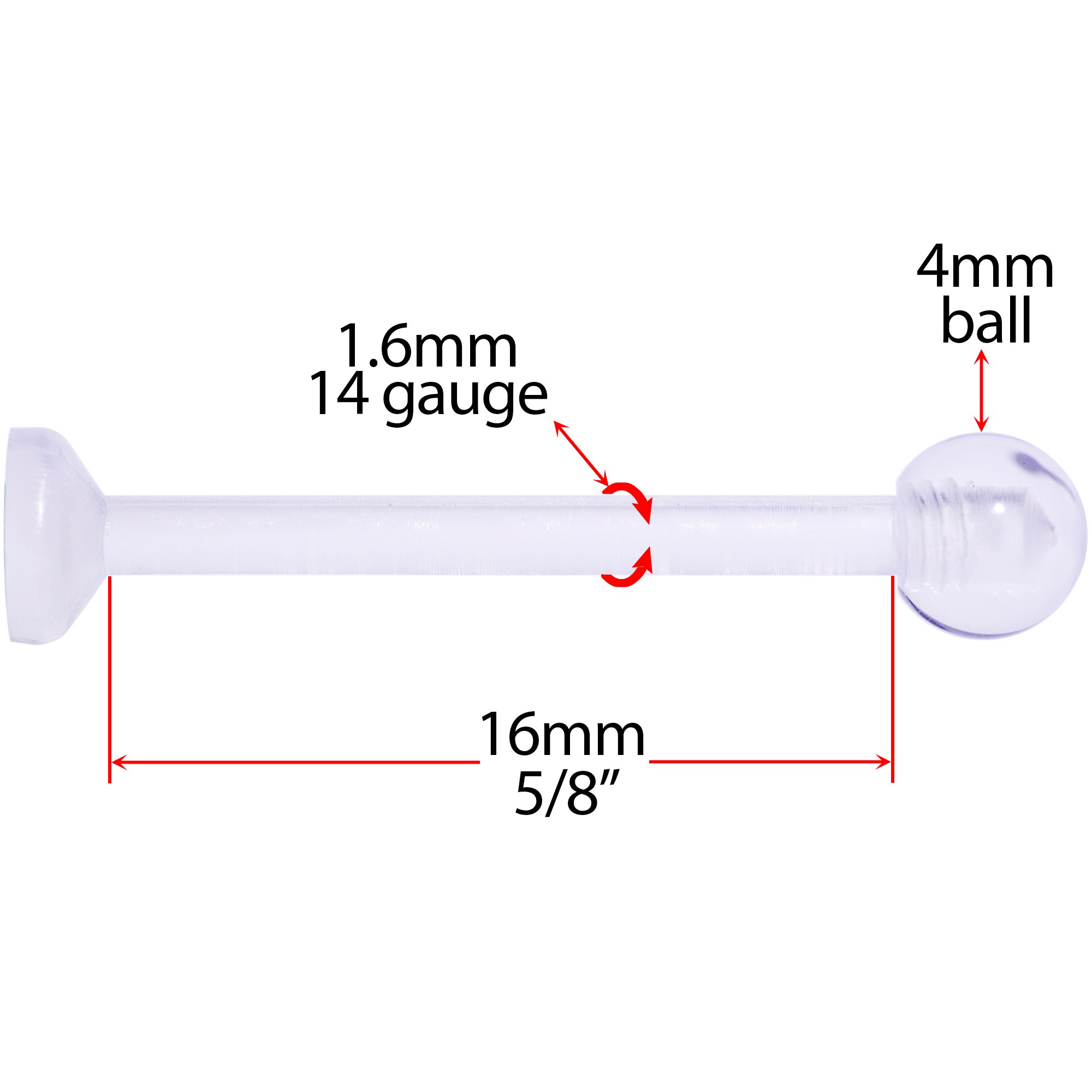 BodyCandy 14G 5/8 Clear Flexible Bioplast Straight Barbell Retainer — lifestyle context