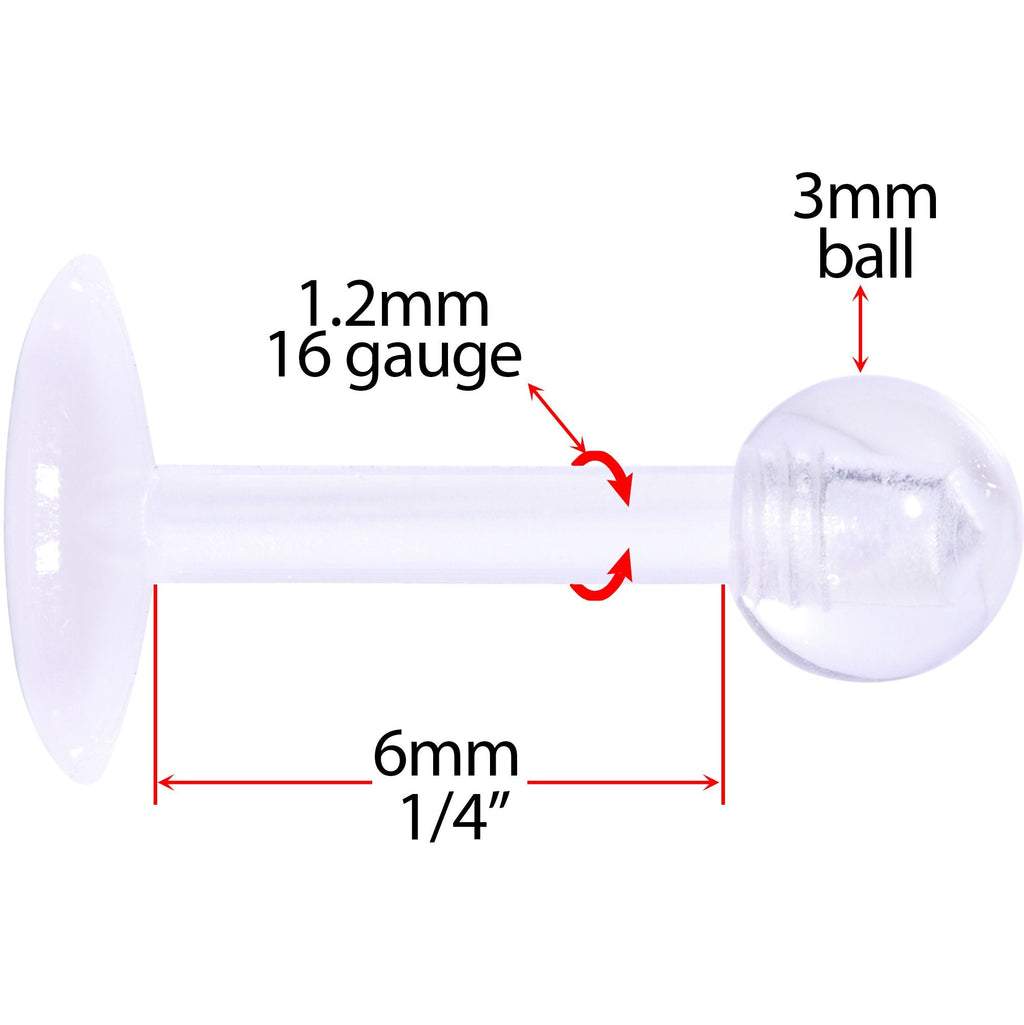 BodyCandy 16G 1/4 Clear Flexible Bioplast Labret Monroe Tragus Retainer — lifestyle context