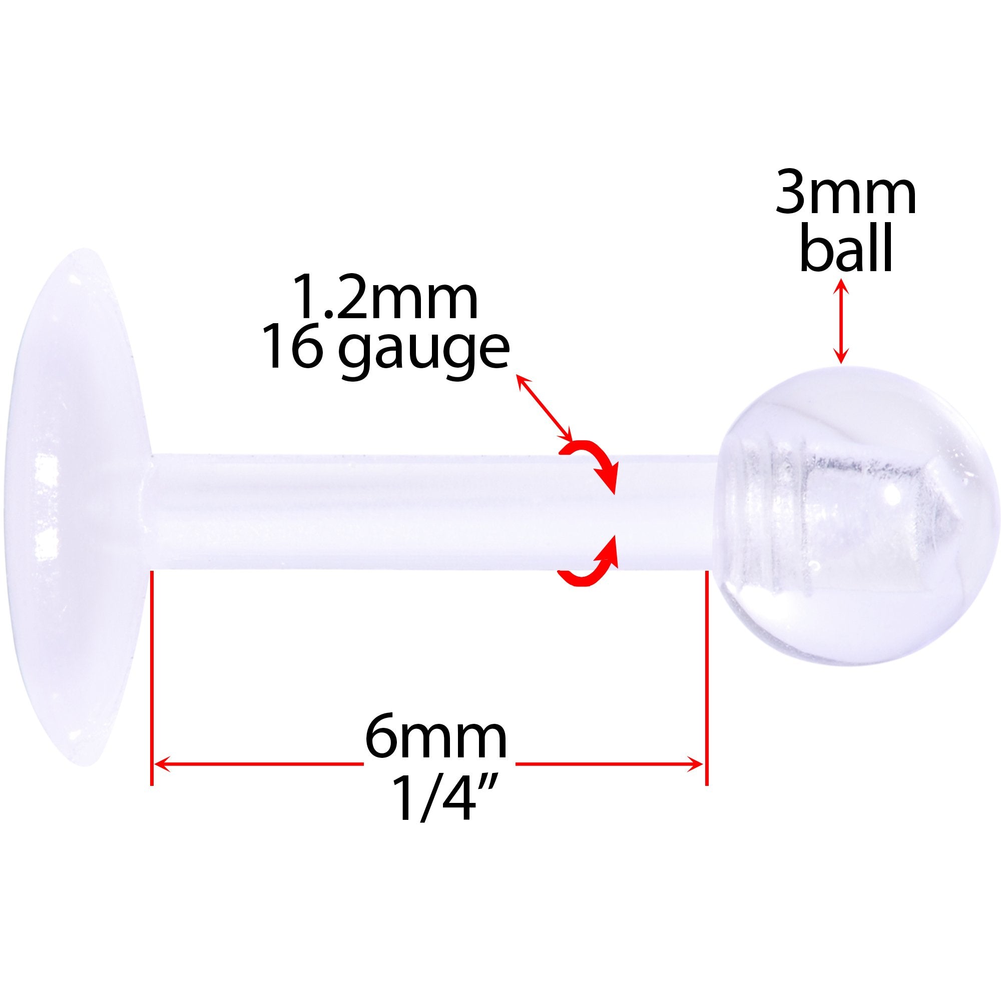 BodyCandy 16G 1/4 Clear Flexible Bioplast Labret Monroe Tragus Retainer — lifestyle context