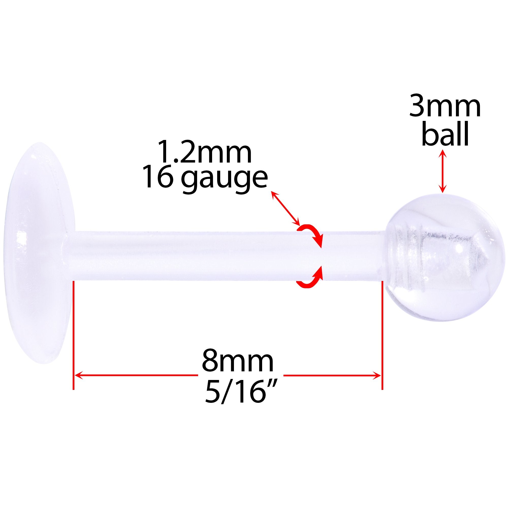 BodyCandy 16G 5/16 Clear Flexible Bioplast Labret Monroe Tragus Retainer — lifestyle context