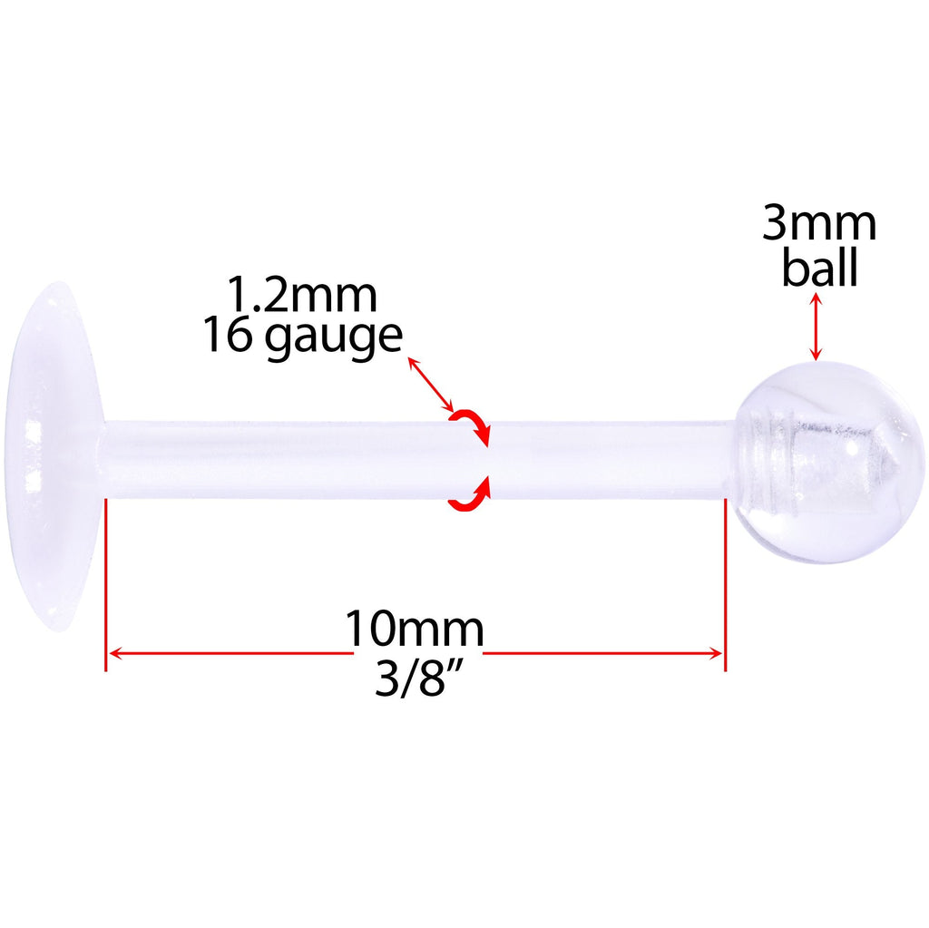 BodyCandy 16G 3/8 Clear Flexible Bioplast Labret Monroe Tragus Retainer — lifestyle context