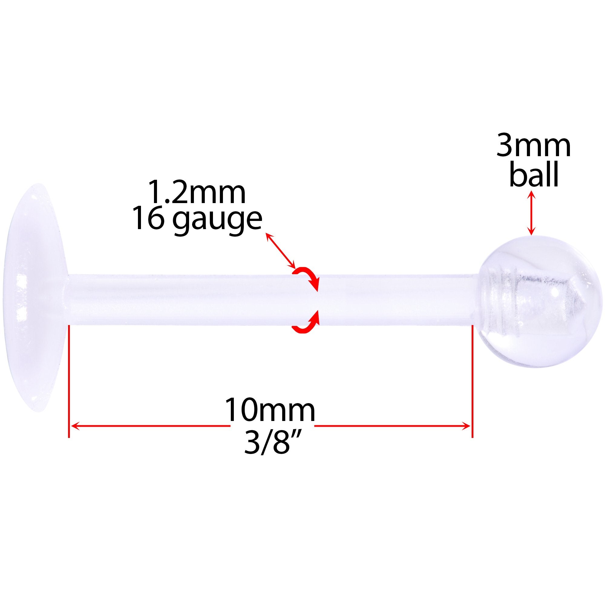 BodyCandy 16G 3/8 Clear Flexible Bioplast Labret Monroe Tragus Retainer — lifestyle context