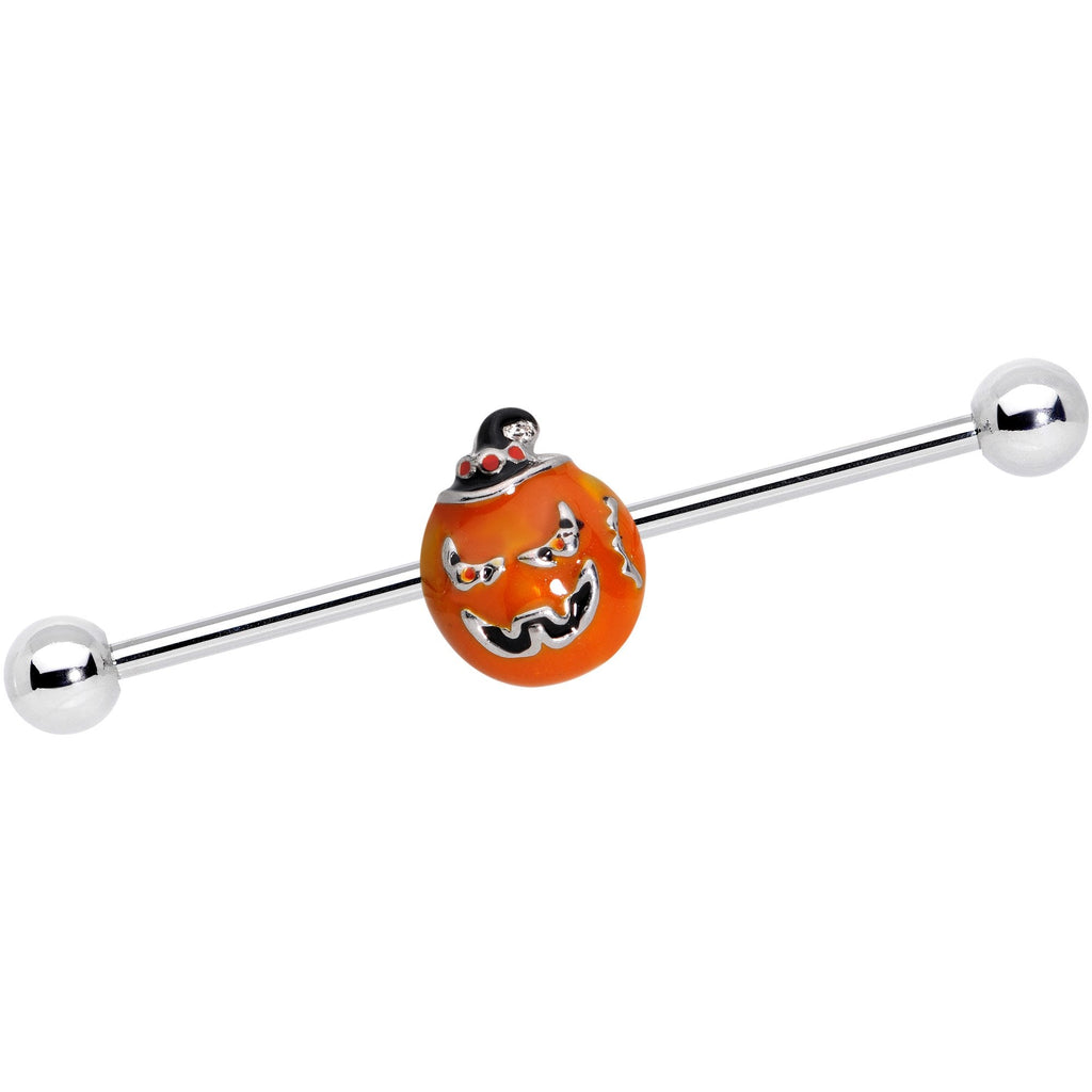 BodyCandy 14G Sassy Halloween Jack O Lantern Industrial Barbell 38mm — main product shot