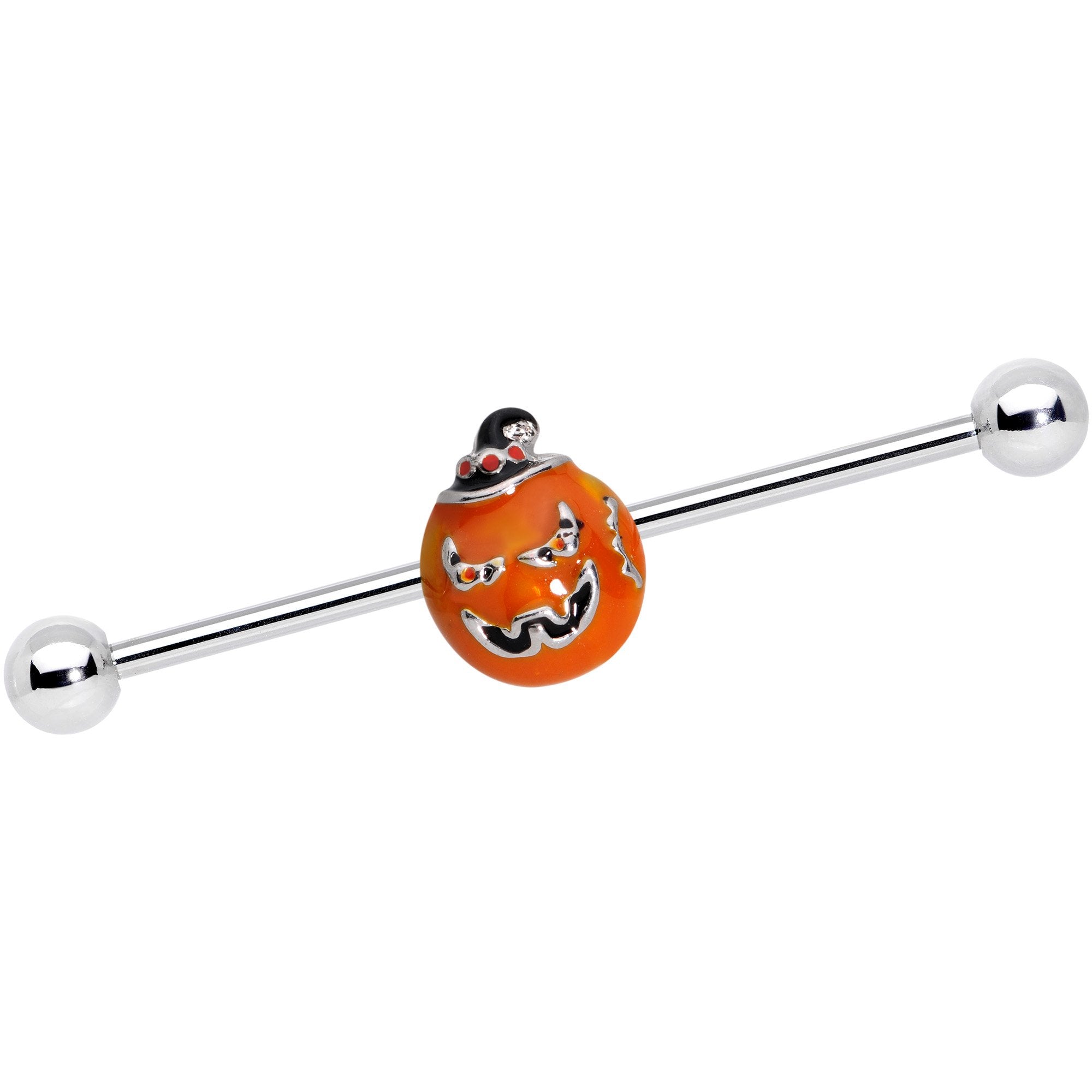 BodyCandy 14G Sassy Halloween Jack O Lantern Industrial Barbell 38mm — main product shot