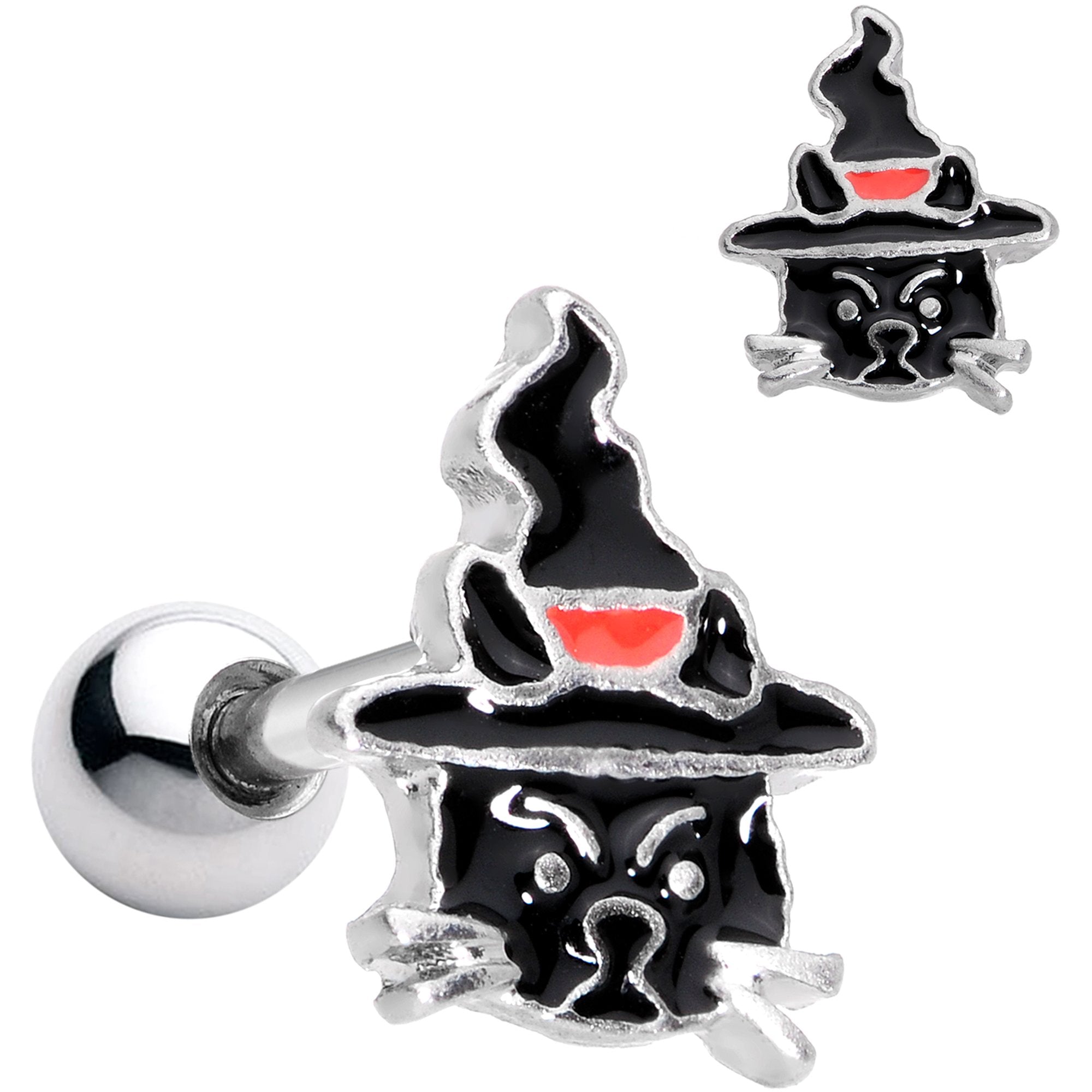 BodyCandy 16G 1/4 Halloween Black Cat Cartilage Tragus Earring — lifestyle context