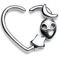 BodyCandy 16G 3/8 Alien Among The Stars Left Heart Closure Ring — main product shot