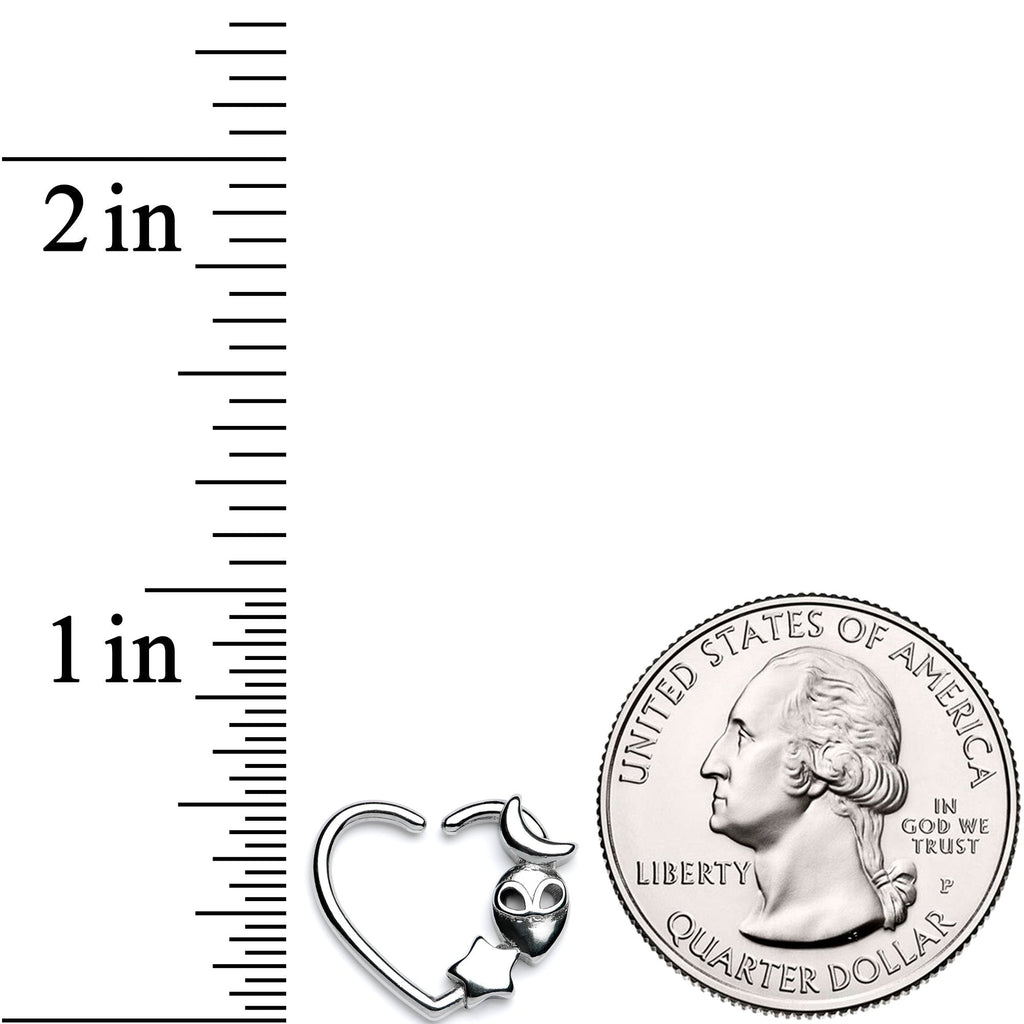 BodyCandy 16G 3/8 Alien Among The Stars Left Heart Closure Ring — detail and construction