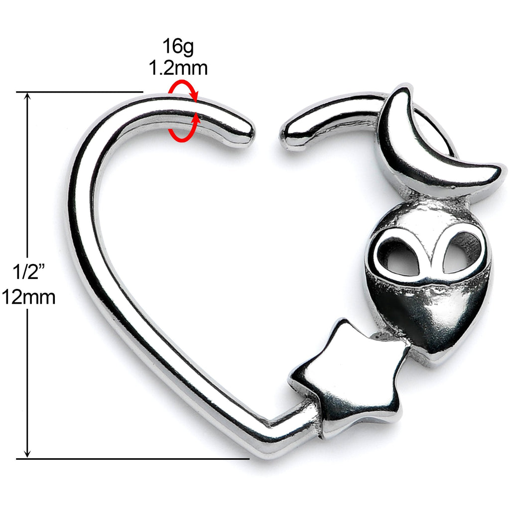 BodyCandy 16G 3/8 Alien Among The Stars Left Heart Closure Ring — lifestyle context