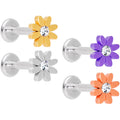 BodyCandy Clear Gem Multicolor Internally Threaded Flower Labret Set of 4 — main product shot
