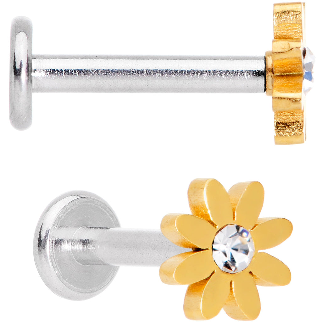 BodyCandy Clear Gem Multicolor Internally Threaded Flower Labret Set of 4 — lifestyle context