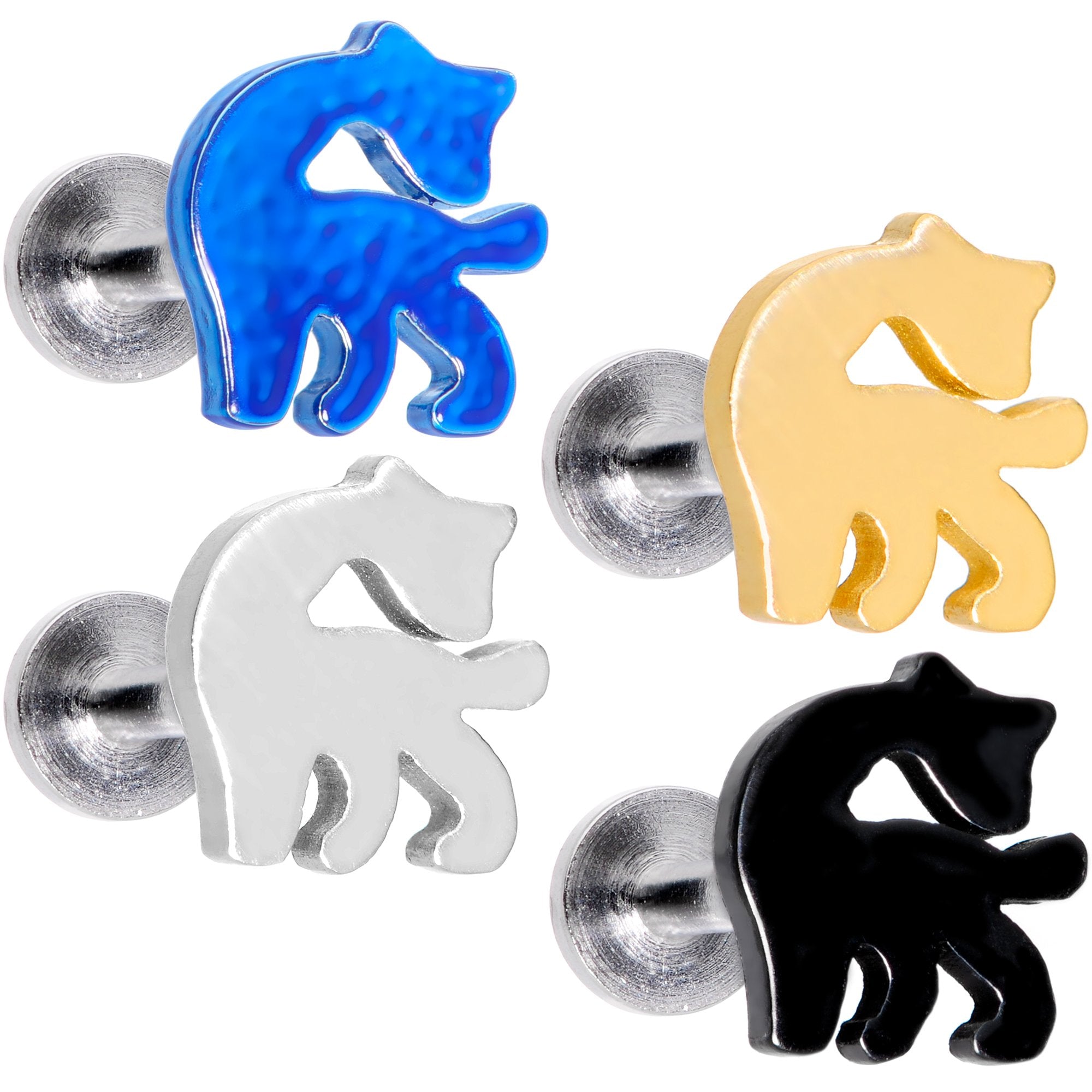 BodyCandy 16G 5/16 Multicolor Internally Threaded Giraffe Labret Set of 4 — main product shot