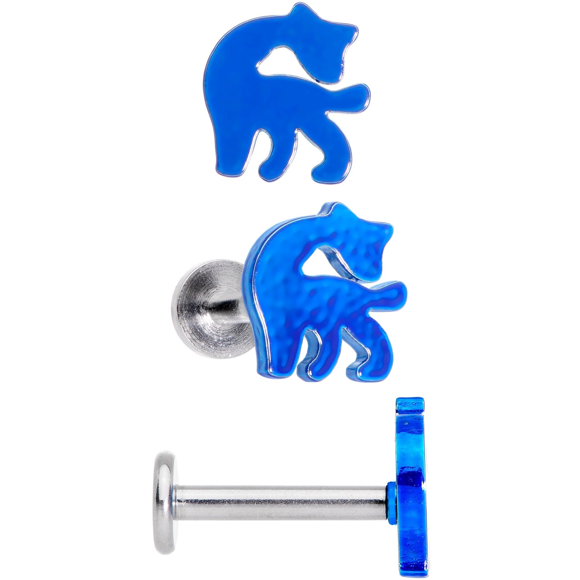 BodyCandy 16G 5/16 Multicolor Internally Threaded Giraffe Labret Set of 4 — detail and construction