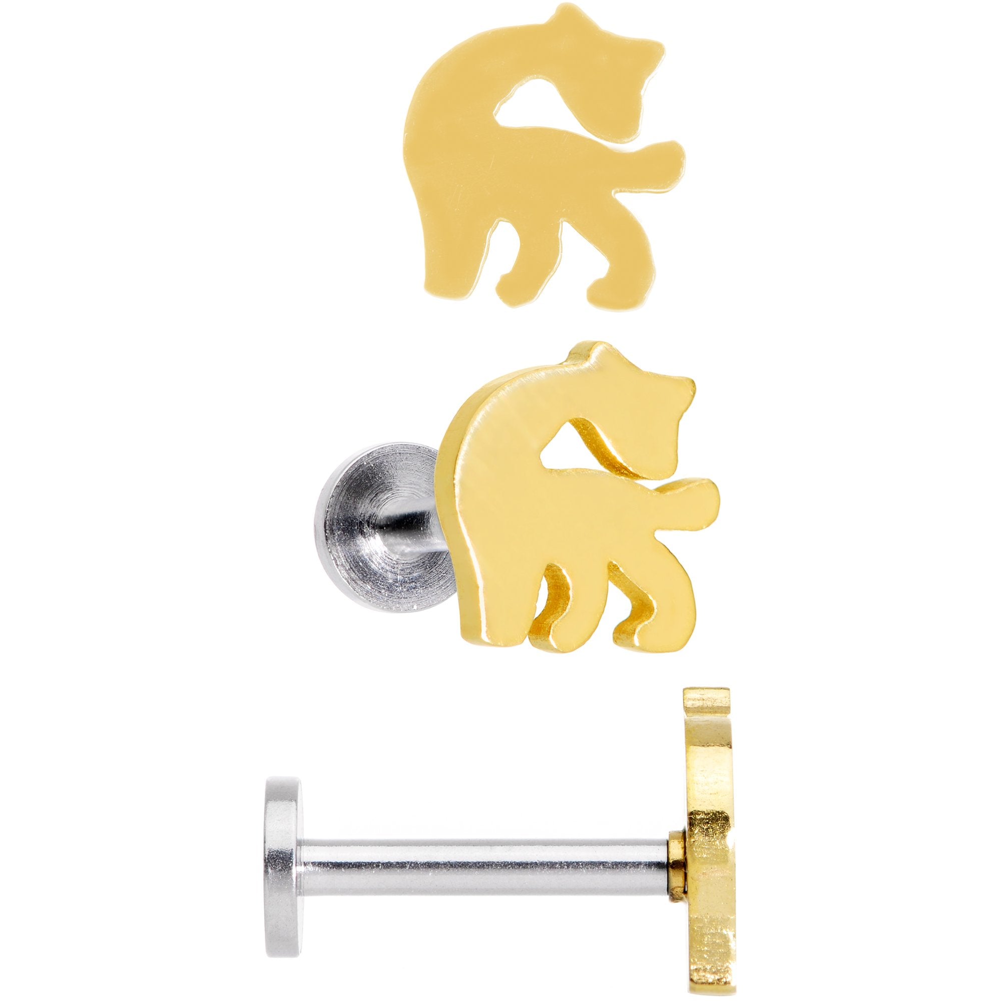 BodyCandy 16G 5/16 Multicolor Internally Threaded Giraffe Labret Set of 4 — branding close-up