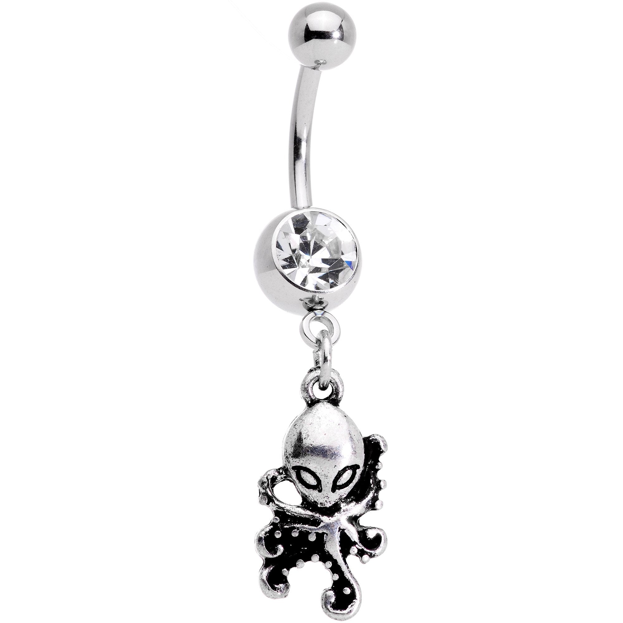 BodyCandy Clear Gem Nautical Octopus Dangle Belly Ring — main product shot