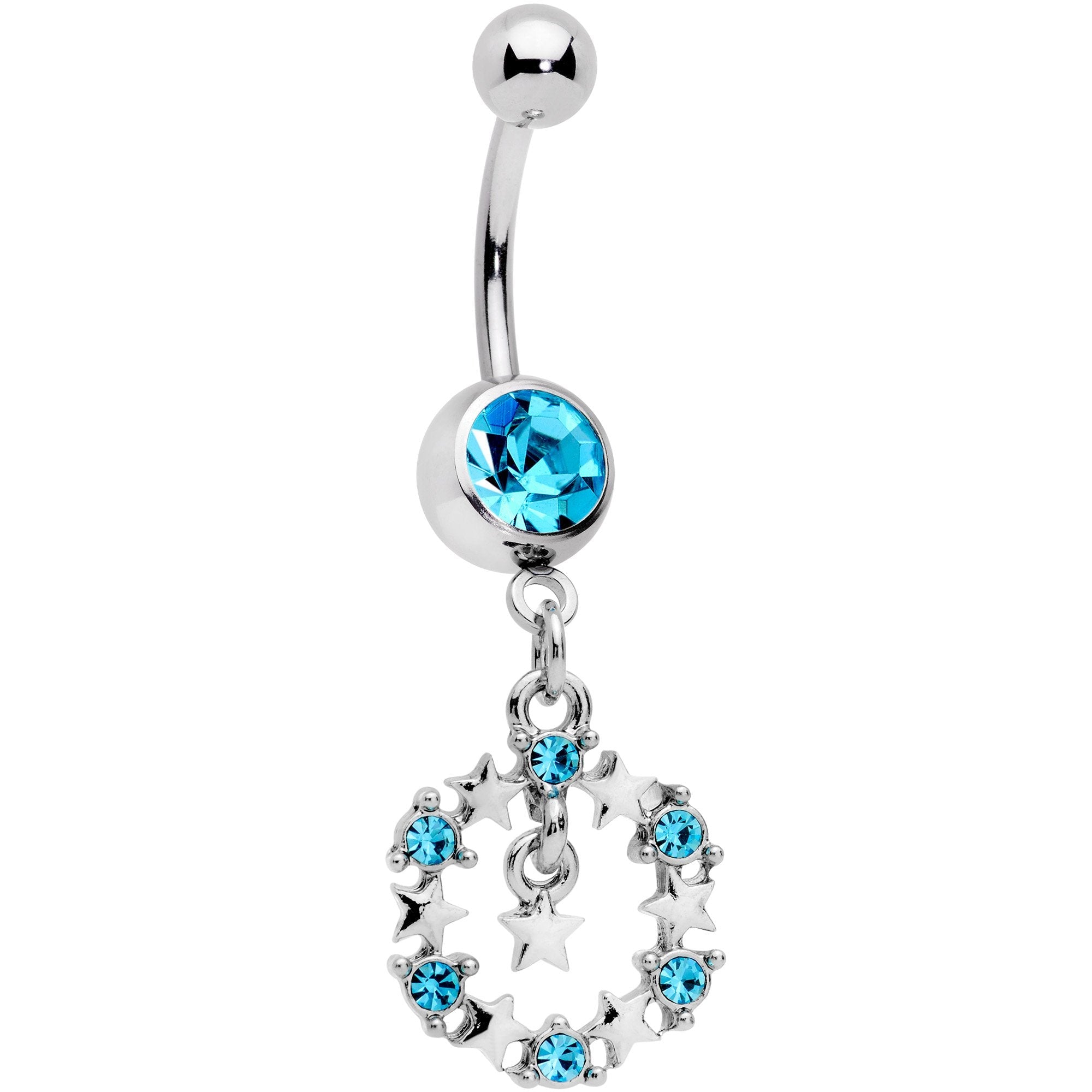 BodyCandy Aqua Gem Constellation of Stars Dangle Belly Ring — main product shot