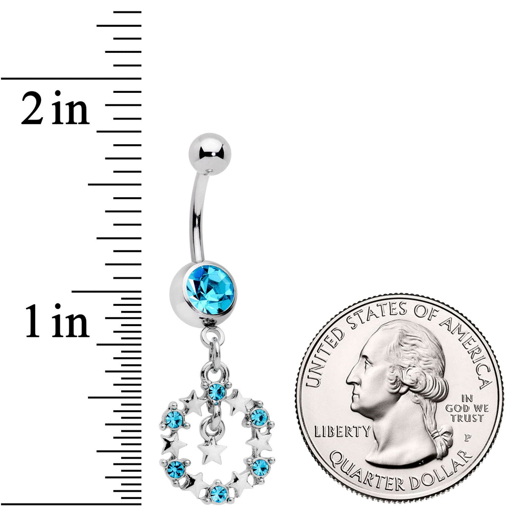 BodyCandy Aqua Gem Constellation of Stars Dangle Belly Ring — detail and construction