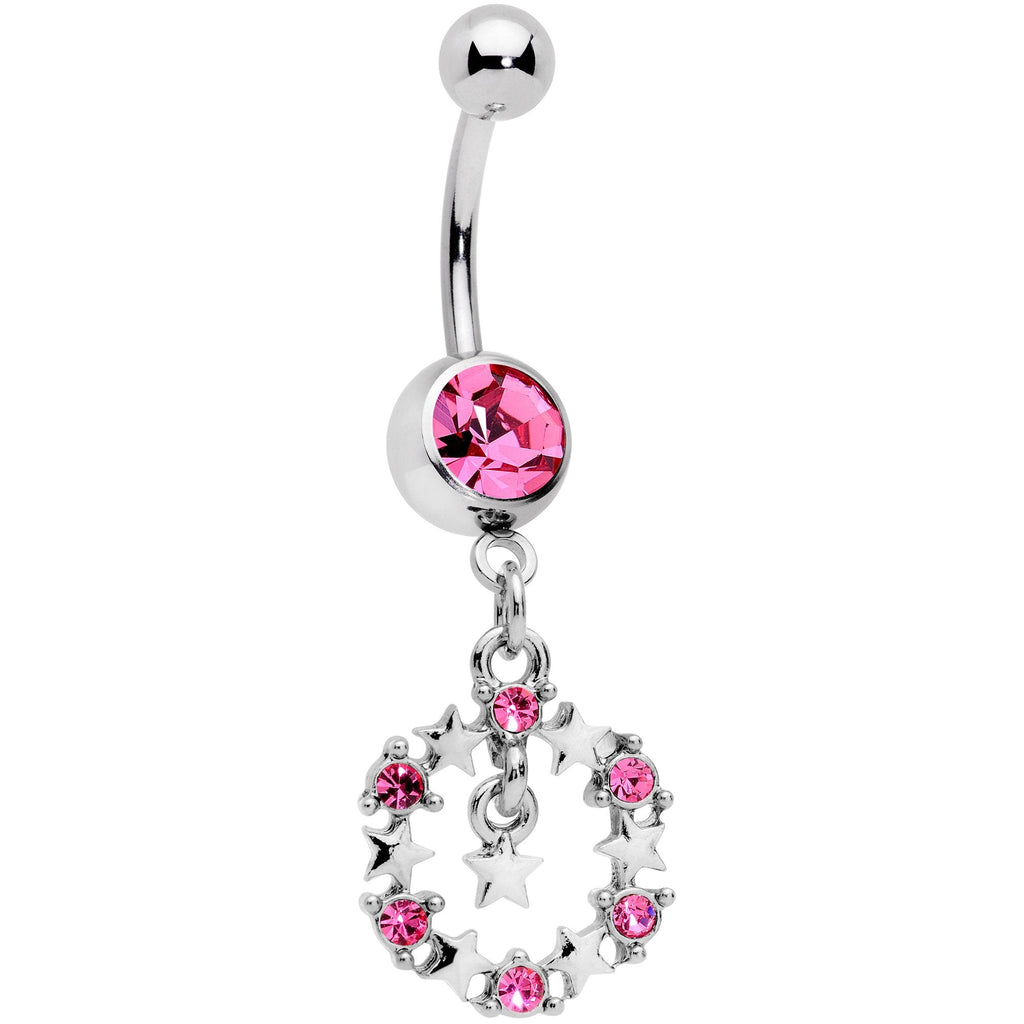 BodyCandy Pink Gem Constellation of Stars Dangle Belly Ring — main product shot